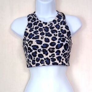 Adam Selman Sport White Cheetah Print Sport Bra No Size Tag